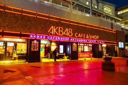 TOKYO, JAPAN - NOVEMBER 25 2015: The AKB48 OFFICIAL CAFE & SHOP features a vast array of items from AKB48-Japan's most popular all-girl group situated in Akihabara Electric Townのeditorial素材