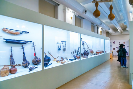 TOKYO, JAPAN - NOVEMBER 25 2015: Various kind of gourd arts and products from different countries displayed in the Japanese Gallery of National Museumのeditorial素材