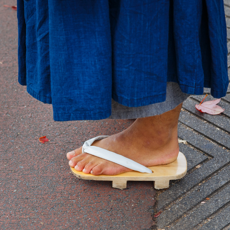 Japanese Monk with Traditional Japanese Sandals