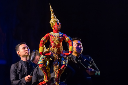BANGKOK, THAILAND - JANUARY 16: The free event of the making of Thai traditional puppet and stage performance held in the occasion of celebrating H.R.H. Princess Sirindhorn's birthdayのeditorial素材