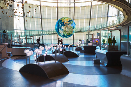 TOKYO, JAPAN - NOVEMBER 27 2015: The National Museum of Emerging Science and Innovation , known as the Miraikan literally "Future Museum" created by Japan's Science and Technology Agencyのeditorial素材