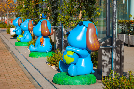 TOKYO, JAPAN - NOVEMBER 27 2015: Installation art in a small garden in Odaiba areaのeditorial素材