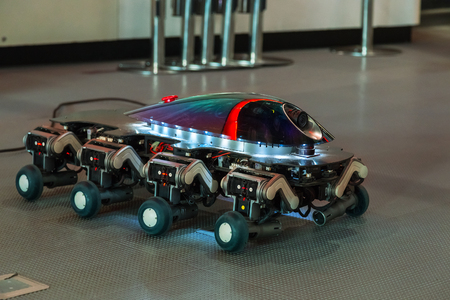 TOKYO, JAPAN - NOVEMBER 27 2015: A Small robot displayed at Miraikan, The National Museum of...