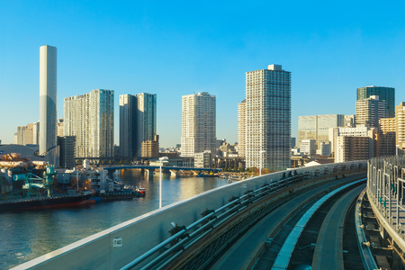 Motion blur of train moving inside tunnel in Odaiba, Tokyo, Japan                                                       


TOKYO, JAPAN - NOVEMBER 27 2015: Cityscape from Yurikamome monorail sky train in Odaiba, the artificial island in Tokyoのeditorial素材