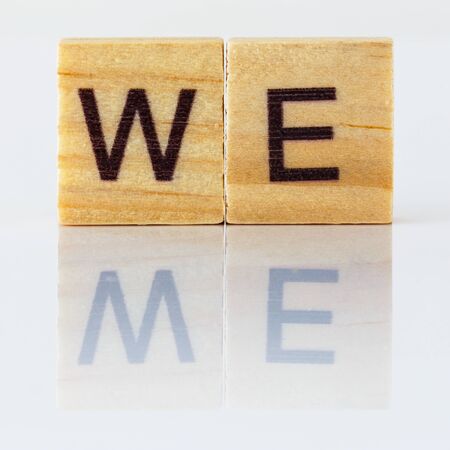 Colorful Wooden Alphabets with Reflectionの写真素材