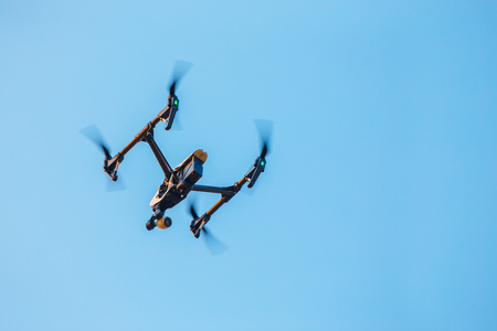 UAV Drone  With a Camera in the Skyの写真素材