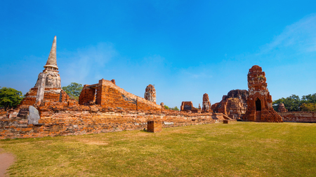 Wat Mahathat Temple in Ayuthaya Historical Park, a UNESCO world heritage site in Thailandの写真素材