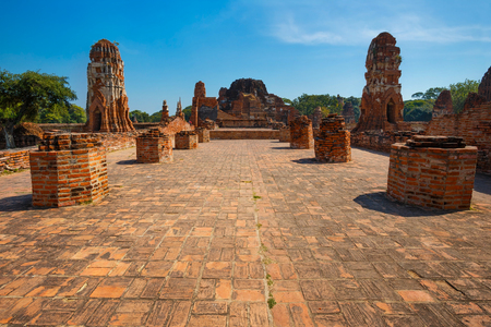 Wat Mahathat Temple in Ayuthaya Historical Park, a UNESCO world heritage site, Thailandの写真素材