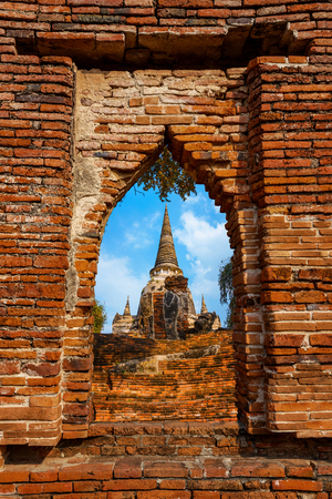Wat Phra Si Sanphet temple in Ayutthaya Historical Park, a UNESCO world heritage site, Thailandの写真素材