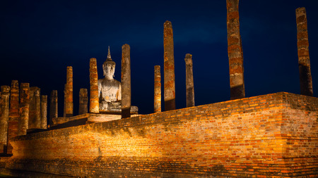 Wat Mahathat Temple at Sukhothai Historical Park,  Thailandの写真素材