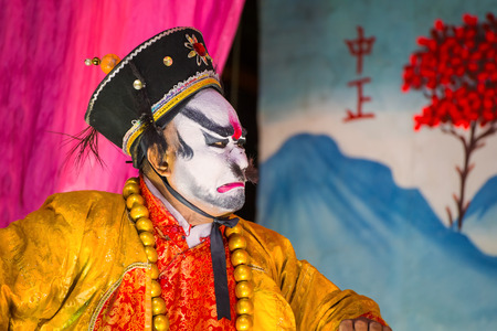 BANGKOK, THAILAND - JANUARY 17 2016: Chinese opera  performed for a lunar new year celebration at a Chinese shrineのeditorial素材