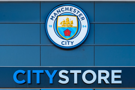 MANCHESTER, UNITED KINGDOM - MAY 19 2018: Manchester City Football Club founded in 1880 in Manchester, UK. which has the Etihad Stadium as its own home ground.のeditorial素材