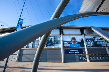 MANCHESTER, UNITED KINGDOM - MAY 19 2018: Manchester City Football Club founded in 1880 in Manchester, UK. which has the Etihad Stadium as its own home ground.のeditorial素材
