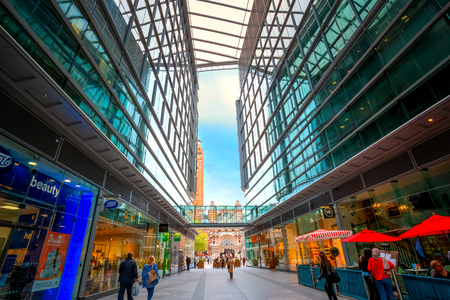 LONDON, UK - MAY 13 2018: Cardinal Place is a retail and office development in London opposite Westminster Cathedral, consists of 3 buildings covering over a million sq. feet on Victoria Streetのeditorial素材