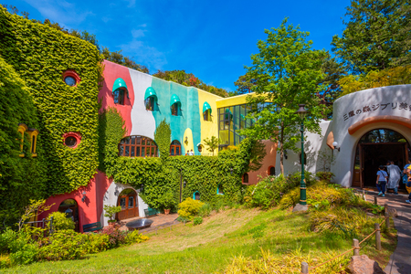 Tokyo, Japan - April 29 2018: Ghibli museum is a place that shows the work of Japanese animation Studio Ghibli, features of children, technology and finearts dedicated to art and animation techniqueのeditorial素材