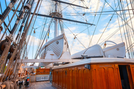 Cutty Sark, the historical tea clipper ship in Greenwich, London, UK London, UK - May 21 2018: Cutty Sark built in 1869, one of the last and fastest tea clippers, she was preserved as a museum ship, a part of the National Historic Fleet and a popular tourのeditorial素材