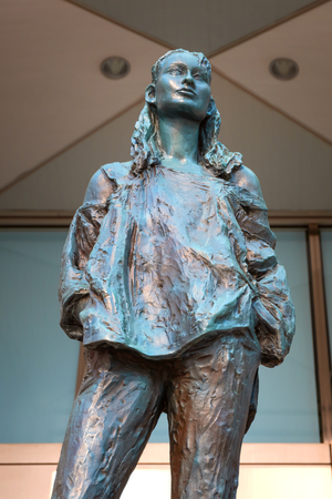 Tokyo, Japan - April 29 2018: Bronze statues at the open air ground at Tokyo Metropolitan Government Buildingのeditorial素材