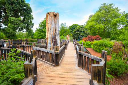 London, UK - May 23 2018: The Diana, Princess of Wales Memorial Playground is a memorial to Diana, Princess of Wales adjacent to the Broad Walk of Kensington Gardens.のeditorial素材