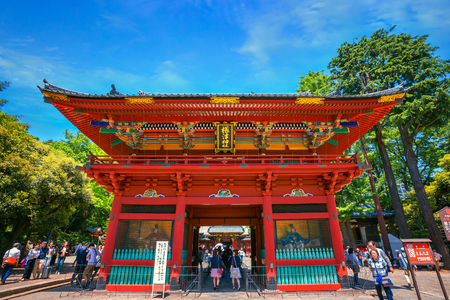 Tokyo, Japan - April 29 2018: Nezu Shrine established in 1705, one of the oldest worship places in the city, famous for its Azalea Festival held on from early April until early Mayのeditorial素材