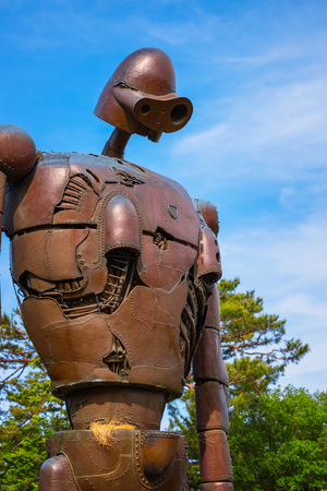 Tokyo, Japan - April 29 2018: Statue of the robot from the Studio Ghibli film 'Laputa: Castle in the Sky' at Ghibli museumのeditorial素材