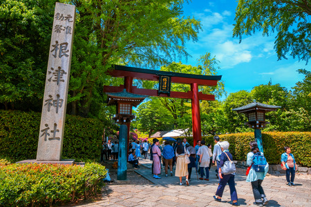 Tokyo, Japan - April 29 2018: Nezu Shrine established in 1705, one of the oldest worship places in the city, famous for its Azalea Festival held on from early April until early Mayのeditorial素材