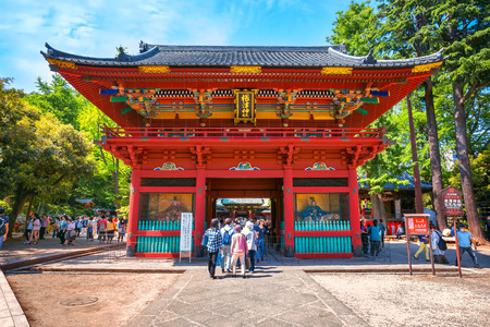 Tokyo, Japan - April 29 2018: Nezu Shrine established in 1705, one of the oldest worship places in the city, famous for its Azalea Festival held on from early April until early Mayのeditorial素材