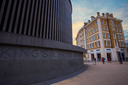 London, UK - May 12 2018: King's Cross railway station is a Central London railway terminus on the northern edge of the city. It is one of the busiest railway stations in the United Kingdom London, UK - May 12 2018: King's Cross railway station is a Central London railway terminus on the northern edge of the city. It is one of the busiest railway stations in the United Kingdom