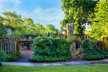 London, UK - May 14 2018: The Diana, Princess of Wales Memorial Playground is a memorial to Diana, Princess of Wales adjacent to the Broad Walk of Kensington Gardens.のeditorial素材