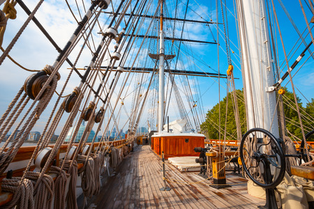 Cutty Sark, the historical tea clipper ship in Greenwich, London, UK London, UK - May 21 2018: Cutty Sark built in 1869, one of the last and fastest tea clippers, she was preserved as a museum ship, a part of the National Historic Fleet and a popular tourのeditorial素材