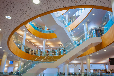 Liverpool, UK - May 16 2018: Liverpool Central Library designed by John Grey Weightman completed in 1860, in 2009, older building was replaced by new architure with modern IT servicesのeditorial素材