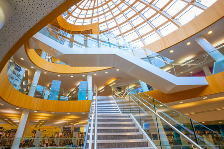 Liverpool, UK - May 16 2018: Liverpool Central Library designed by John Grey Weightman completed in...