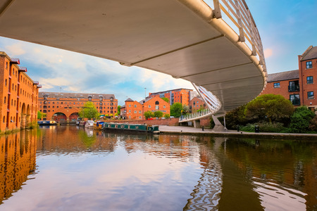 Castlefield, the inner city conservation area which  bounded by the River Irwell, Quay St., Deansgate and the Chester Rd. in Manchester, UK Manchester, UK - May 18 2018: Castlefield is an inner city conservation which was the site of the Roman era fort ofのeditorial素材