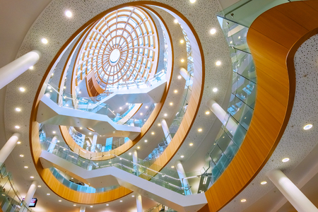 Liverpool, UK - May 16 2018: Liverpool Central Library designed by John Grey Weightman completed in 1860, in 2009, older building was replaced by new architure with modern IT servicesのeditorial素材