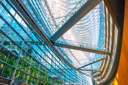 Tokyo, Japan - April 28 2018: Tokyo International Forum is a multi-purpose exhibition center, designed by architect Rafael Vinoly and completed in 1996のeditorial素材