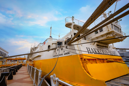 Aomori, Japan - April 23 2018: Hakkoda-Maru built in 1964, was a transport ship that carried trains...