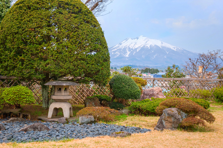 Hirosaki, Japan - April 23 2018: The Fujita Memorial Japanese Garden built in 1919 in Japanese traditional lanscpe style garden, named after a local business man, Fujita Kenichiのeditorial素材