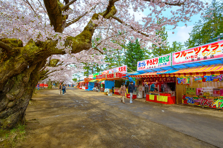 Hirosaki, Japan - April 23 2018: Cherry Blossom festival at Hirosaki park, one of the most beautiful sakura spot in Tohoku region and Japanのeditorial素材