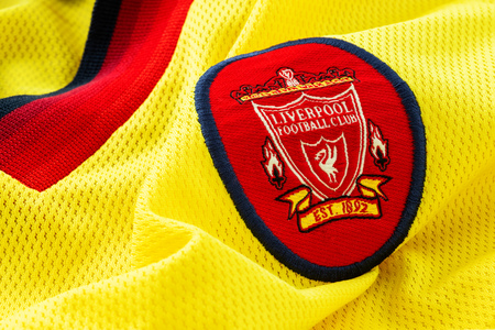 Bangkok, Thailand - January 17 2019: Close-up of Liverpool FC football away jersey circa 1997 - 1999...