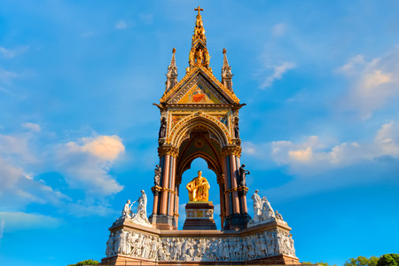 London, UK - May 14 2018: The Albert Memorial
was commissioned by Queen Victoria in memory of  Prince Albert, who died in 1861. It's designed by Sir George Gilbert Scott in the Gothic Revival styleのeditorial素材