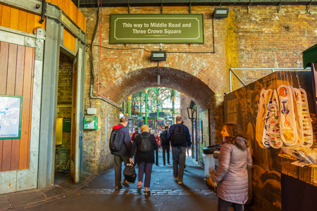 London, UK - May 23 2018: Unidentified people at Borough Market in Southwark, one of the largest and oldest food markets in London, today the market mainly sells speciality foods to the publicのeditorial素材