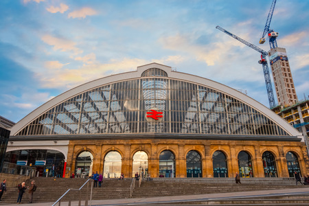 Liverpool, UK - May 16 2018:Liverpool Lime Street is a terminus railway station serves the city centre, opened in August 1836, it's the oldest grand terminus mainline station still in use in the worldのeditorial素材