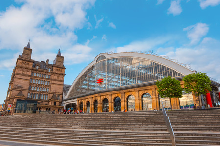 Liverpool, UK - May 16 2018:Liverpool Lime Street is a terminus railway station serves the city centre, opened in August 1836, it's the oldest grand terminus mainline station still in use in the worldのeditorial素材