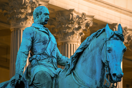 Liverpool, UK - May 17 2018: Prince Albert Statue at St George's Hall by Thomas Thornycroft (1814-1885). Erected in 1866 with Bronze on a granite pedestalのeditorial素材