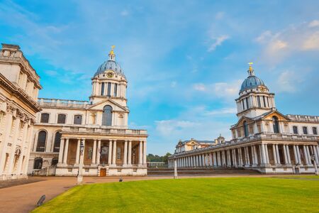 London, UK - May 21 2018: The Old Royal Naval College originally constructed to serve as the Royal Hospital for Seamen, built between 1696 and 1712 The hospital closed in 1869. Between 1873 and 1998 it was the Royal Naval Collegeのeditorial素材