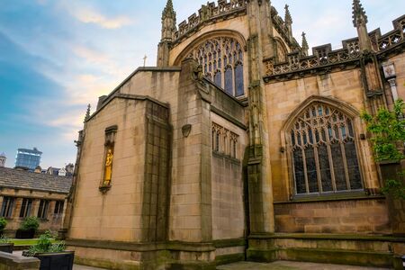 Manchester, UK - May 18 2018: Manchester Cathedral is the mother church of the Anglican Diocese of Manchester, seat of the Bishop of Manchester and the city's parish churchのeditorial素材