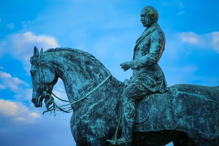 Liverpool, UK - May 17 2018: Prince Albert Statue at St George's Hall by Thomas Thornycroft (1814-1885). Erected in 1866 with Bronze on a granite pedestalのeditorial素材