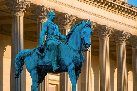 Liverpool, UK - May 17 2018: Prince Albert Statue at St George's Hall by Thomas Thornycroft (1814-1885). Erected in 1866 with Bronze on a granite pedestalのeditorial素材