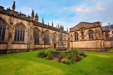 Manchester, UK - May 18 2018: Manchester Cathedral is the mother church of the Anglican Diocese of Manchester, seat of the Bishop of Manchester and the city's parish churchのeditorial素材