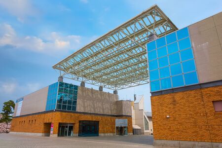 Hirosaki, Japan - April 23 2018: The Otemon Square located on the opposite side of main  gate of Hirosaki Castle where, a few restaurants and a small exhibition about local handicrafts and the Neputa Festivalのeditorial素材