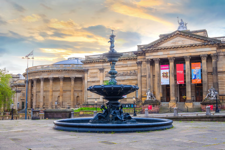 Liverpool, UK - May 16 2018: Citysacpe and architecture surround Liverpool Lime Street and  William Brown Street with Empire Theatre and St. George's Hallのeditorial素材